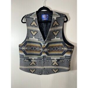 Pendleton Vintage Made In USA Wool High Grade Western Wear Aztec Print Vest  XL